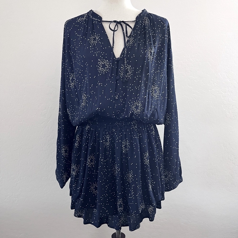 Rails Jasmine Mini Dress Star Celestial Pattern Navy Blue Size Large